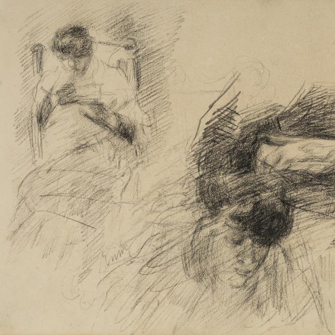 James Ensor - Portrait de Mitche, Mains et Femme assise Scène de genre (verso)